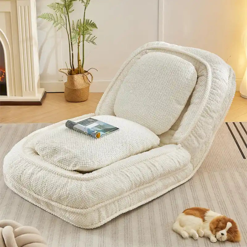 Chaise longue regolabile bianca 47.8 con schienale alto