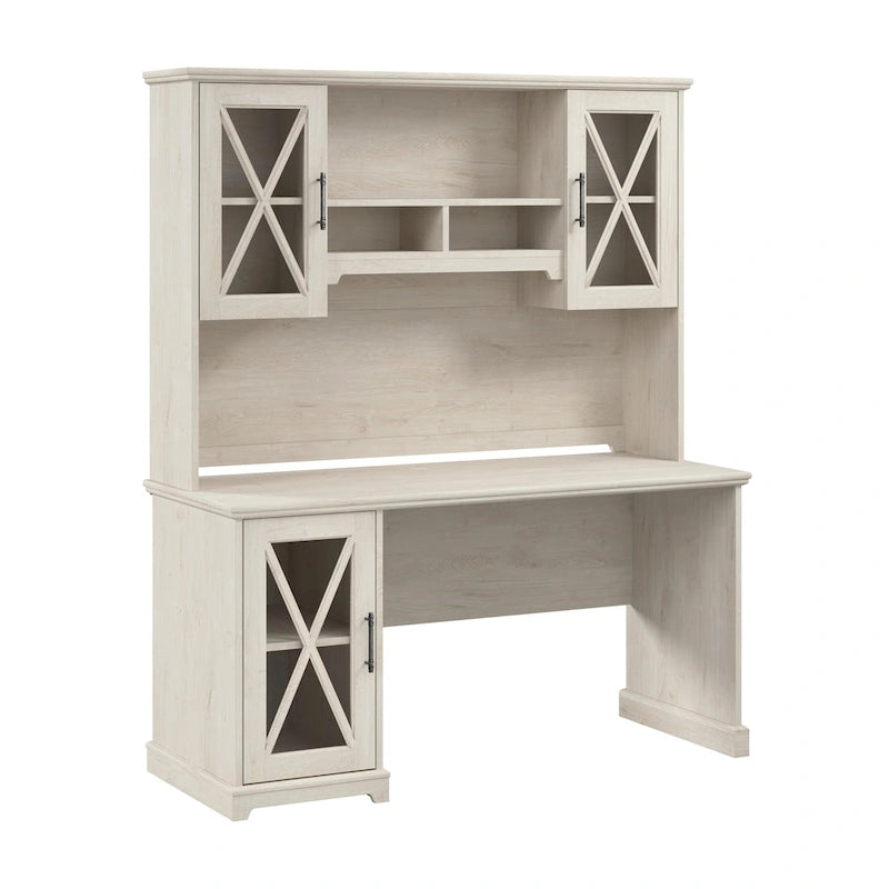 Scrivania Lennox Farmhouse con Credenza e Mobile Contenitore di Bush Furniture