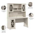 Scrivania Lennox Farmhouse con Credenza e Mobile Contenitore di Bush Furniture