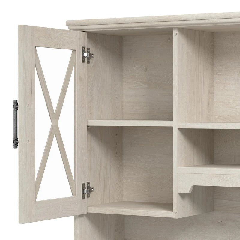 Scrivania Lennox Farmhouse con Credenza e Mobile Contenitore di Bush Furniture