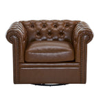 Poltrona Chesterfield girevole con trapuntatura capitonné profonda e rotazione a 360 gradi