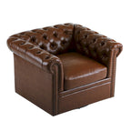 Poltrona Chesterfield girevole con trapuntatura capitonné profonda e rotazione a 360 gradi