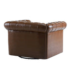 Poltrona Chesterfield girevole con trapuntatura capitonné profonda e rotazione a 360 gradi