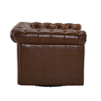 Poltrona Chesterfield girevole con trapuntatura capitonné profonda e rotazione a 360 gradi