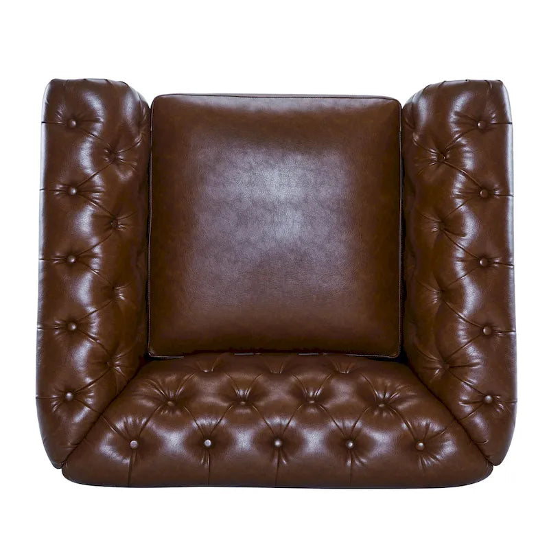 Poltrona Chesterfield girevole con trapuntatura capitonné profonda e rotazione a 360 gradi