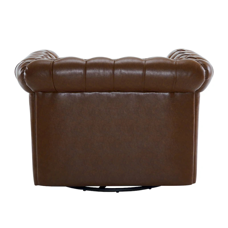 Poltrona Chesterfield girevole con trapuntatura capitonné profonda e rotazione a 360 gradi