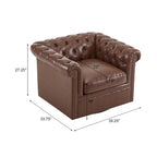 Poltrona Chesterfield girevole con trapuntatura capitonné profonda e rotazione a 360 gradi