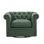 Poltrona Chesterfield girevole con trapuntatura capitonné profonda e rotazione a 360 gradi