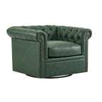 Poltrona Chesterfield girevole con trapuntatura capitonné profonda e rotazione a 360 gradi