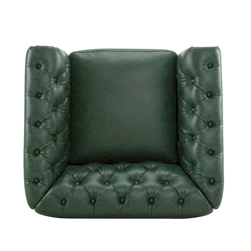 Poltrona Chesterfield girevole con trapuntatura capitonné profonda e rotazione a 360 gradi