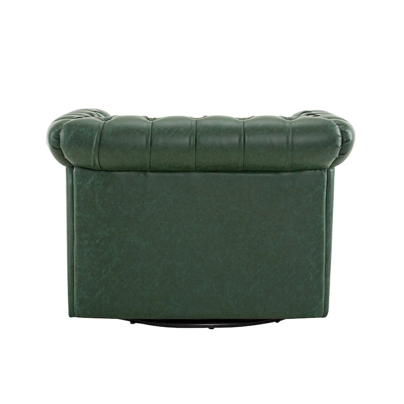 Poltrona Chesterfield girevole con trapuntatura capitonné profonda e rotazione a 360 gradi