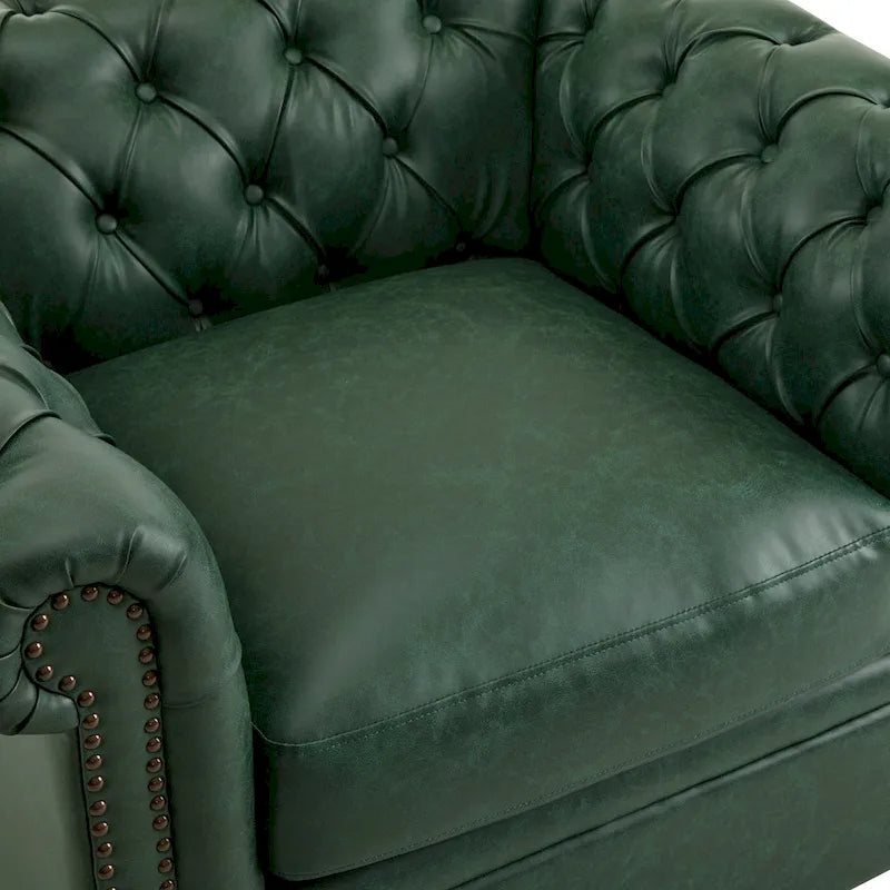 Poltrona Chesterfield girevole con trapuntatura capitonné profonda e rotazione a 360 gradi