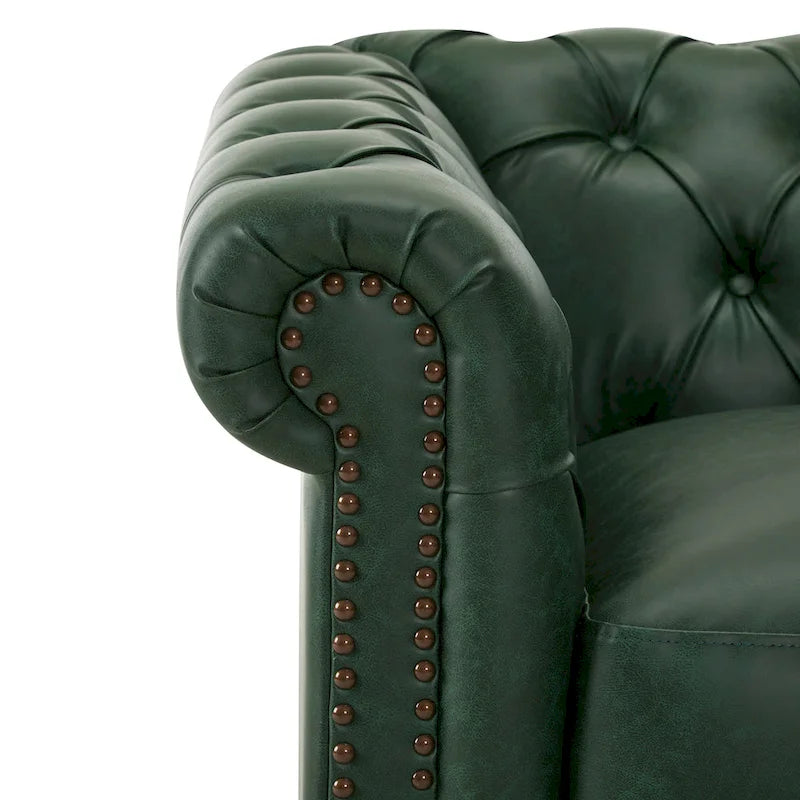 Poltrona Chesterfield girevole con trapuntatura capitonné profonda e rotazione a 360 gradi