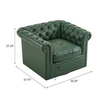 Poltrona Chesterfield girevole con trapuntatura capitonné profonda e rotazione a 360 gradi
