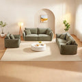 Set divano modulare in lino a 3 pezzi con combinazione 3+3+1 posti, struttura in legno e 5 cuscini