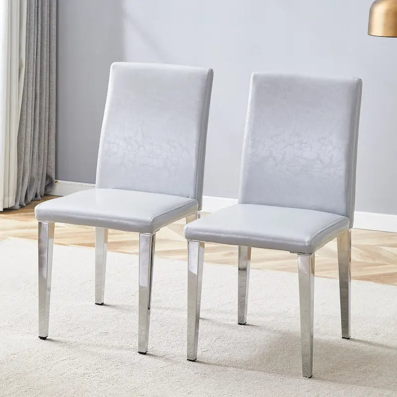Set di 2 sedie da pranzo con schienale alto, rivestite in pelle sintetica, sedia decorativa da soggiorno, struttura in metallo, sedia per casa