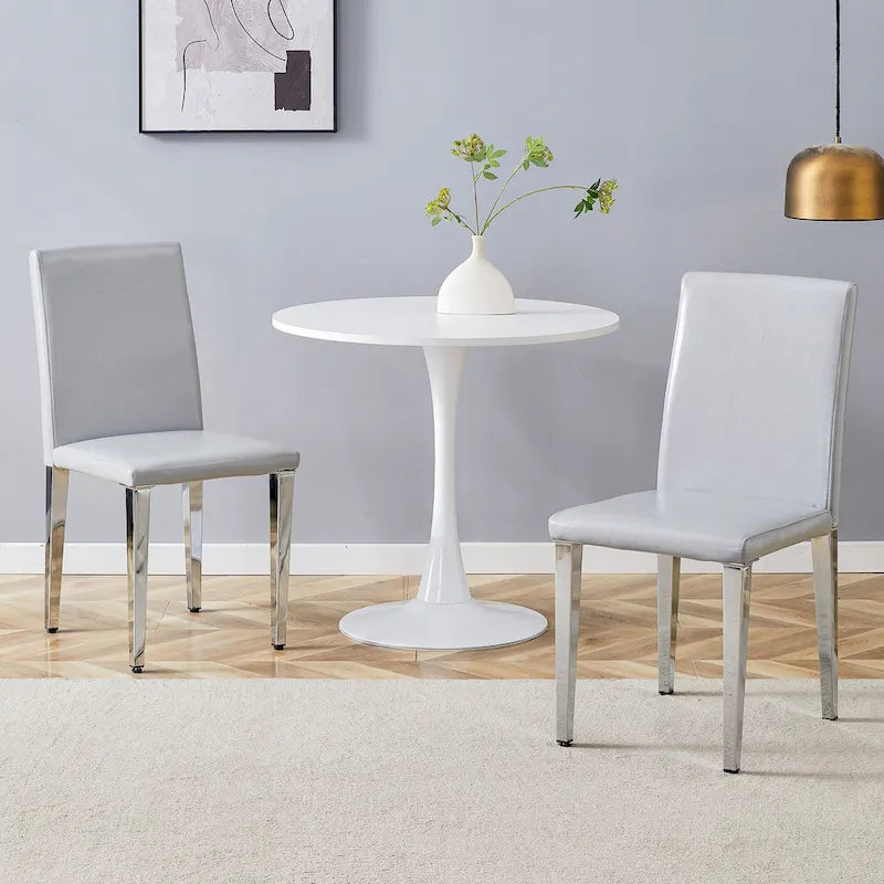 Set di 2 sedie da pranzo con schienale alto, rivestite in pelle sintetica, sedia decorativa da soggiorno, struttura in metallo, sedia per casa