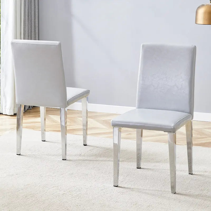 Set di 2 sedie da pranzo con schienale alto, rivestite in pelle sintetica, sedia decorativa da soggiorno, struttura in metallo, sedia per casa