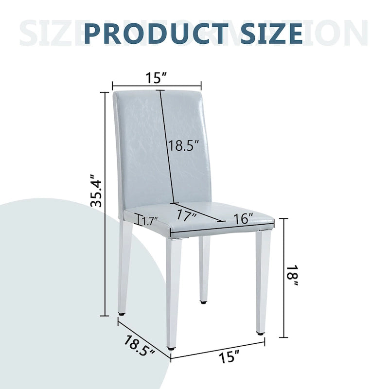 Set di 2 sedie da pranzo con schienale alto, rivestite in pelle sintetica, sedia decorativa da soggiorno, struttura in metallo, sedia per casa