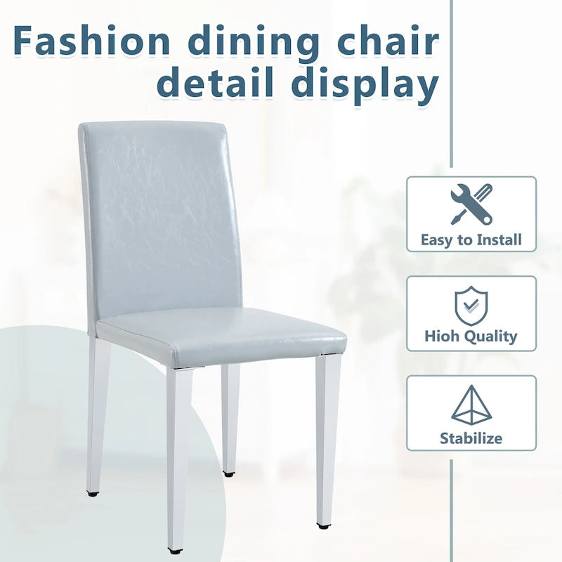 Set di 2 sedie da pranzo con schienale alto, rivestite in pelle sintetica, sedia decorativa da soggiorno, struttura in metallo, sedia per casa