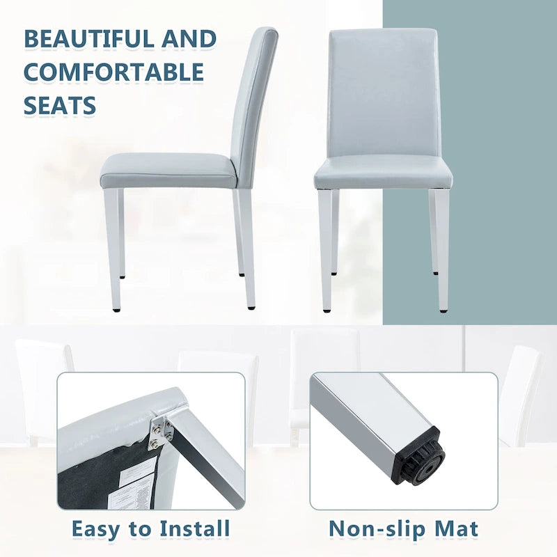 Set di 2 sedie da pranzo con schienale alto, rivestite in pelle sintetica, sedia decorativa da soggiorno, struttura in metallo, sedia per casa