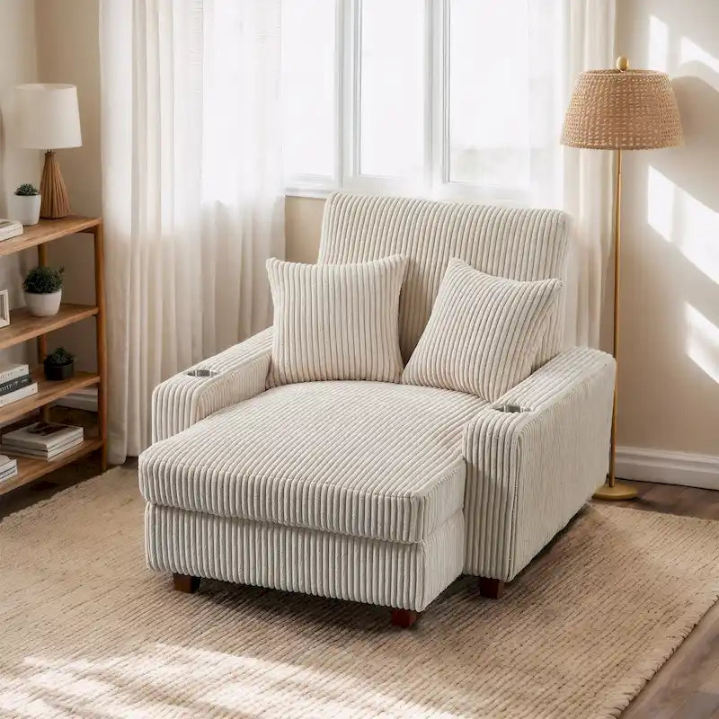 Chaise longue imbottita larga 111,76 cm con schienale regolabile