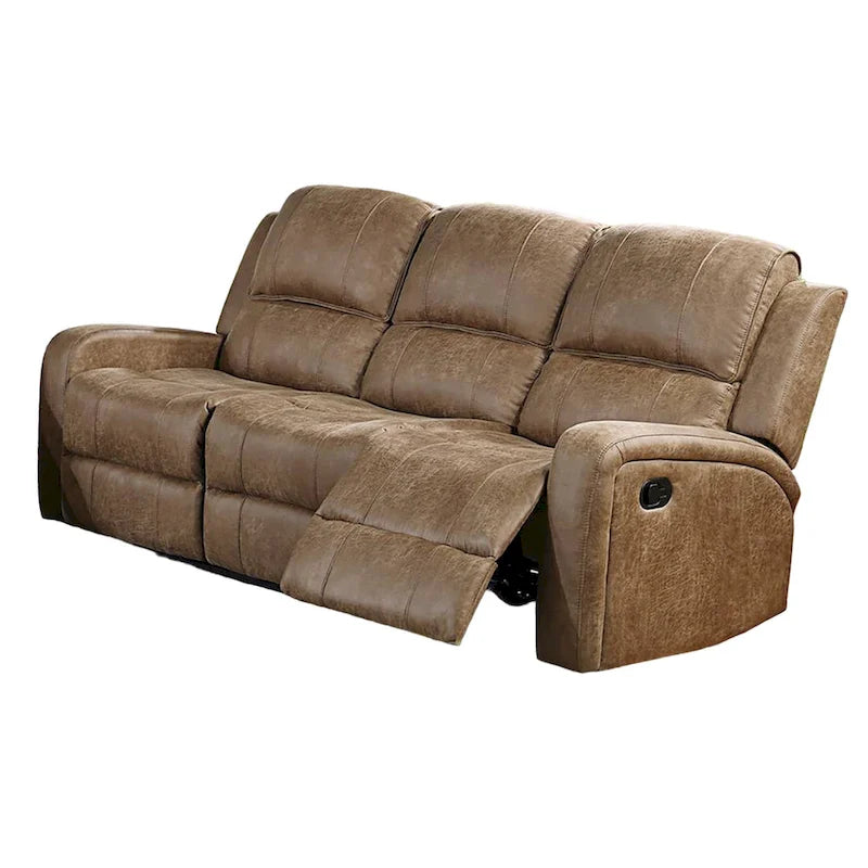 Divano Recliner Manuale Charles, Similpelle Marrone Castagna, 78 Pollici