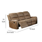 Divano Recliner Manuale Charles, Similpelle Marrone Castagna, 78 Pollici