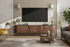 Mid-Century Modern TV Stand for 80 TV, Entertainment Center with Storage Media Console Table with 2 Drawers