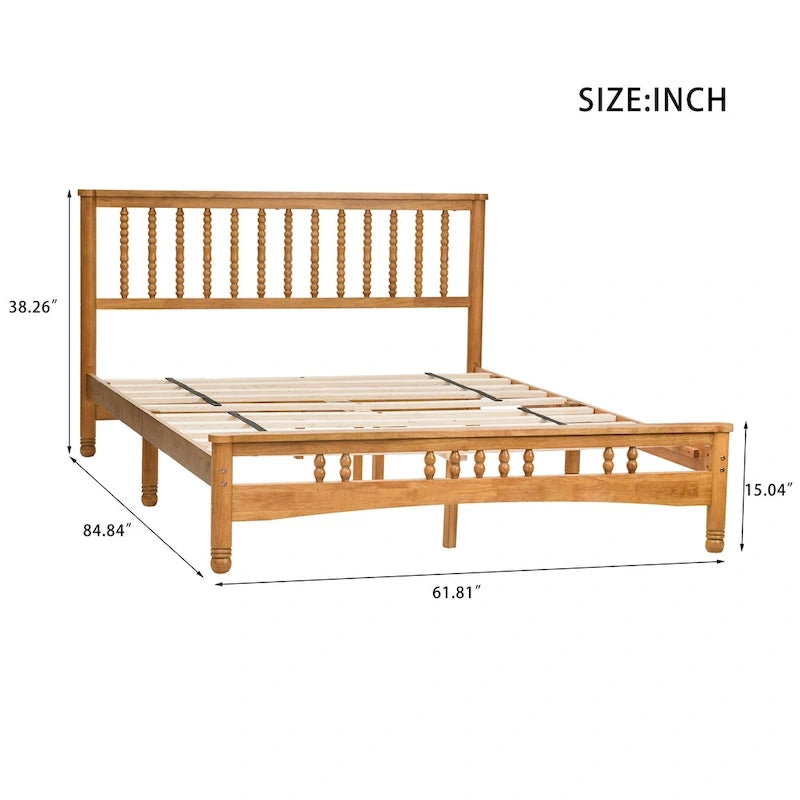 Letto a piattaforma matrimoniale in legno in rovere elegante con testiera per camera da letto