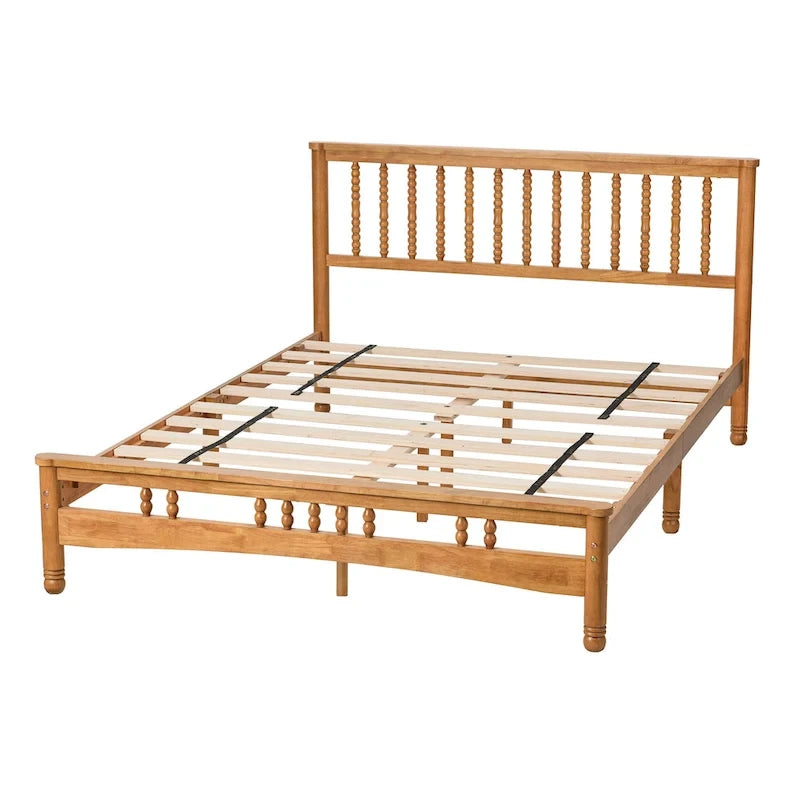 Letto a piattaforma matrimoniale in legno in rovere elegante con testiera per camera da letto