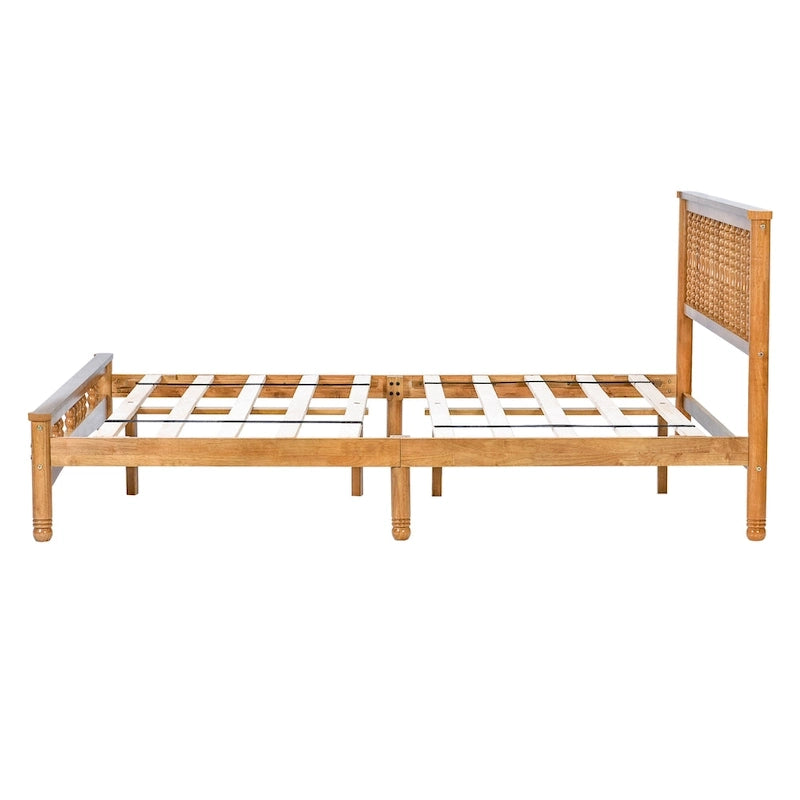Letto a piattaforma matrimoniale in legno in rovere elegante con testiera per camera da letto