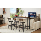 Set da pranzo rustico di 4 pezzi con tavolo rettangolare e 3 sedie da bar in pelle PU