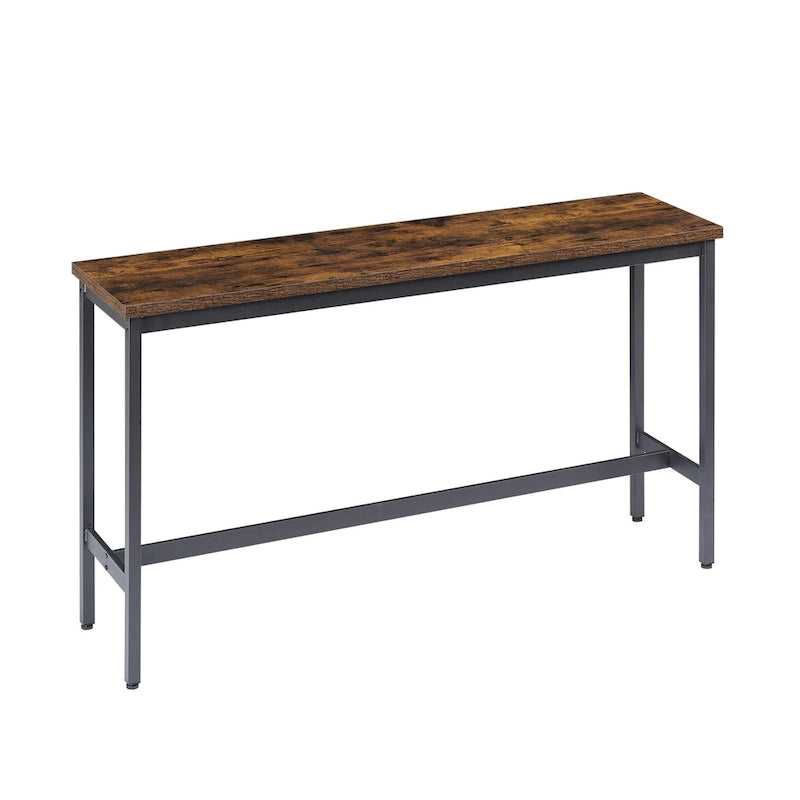 Set da pranzo rustico di 4 pezzi con tavolo rettangolare e 3 sedie da bar in pelle PU