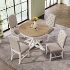 Set da Pranzo Retro da 5 Pezzi con Tavolo Rotondo Allungabile e 4 Sedie