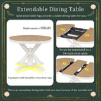 Set da Pranzo Retro da 5 Pezzi con Tavolo Rotondo Allungabile e 4 Sedie