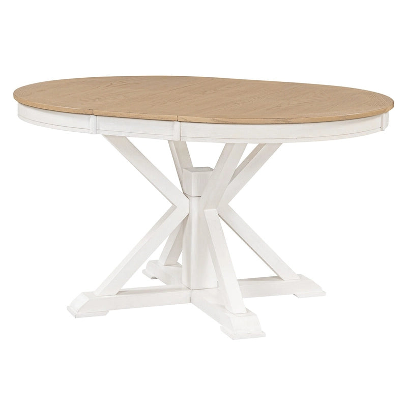 Set da Pranzo Retro da 5 Pezzi con Tavolo Rotondo Allungabile e 4 Sedie