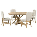 Set da Pranzo Retro da 5 Pezzi con Tavolo Rotondo Allungabile e 4 Sedie