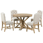 Set da Pranzo Retro da 5 Pezzi con Tavolo Rotondo Allungabile e 4 Sedie