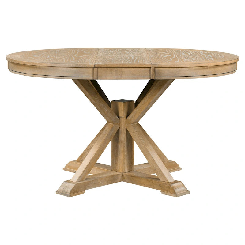 Set da Pranzo Retro da 5 Pezzi con Tavolo Rotondo Allungabile e 4 Sedie