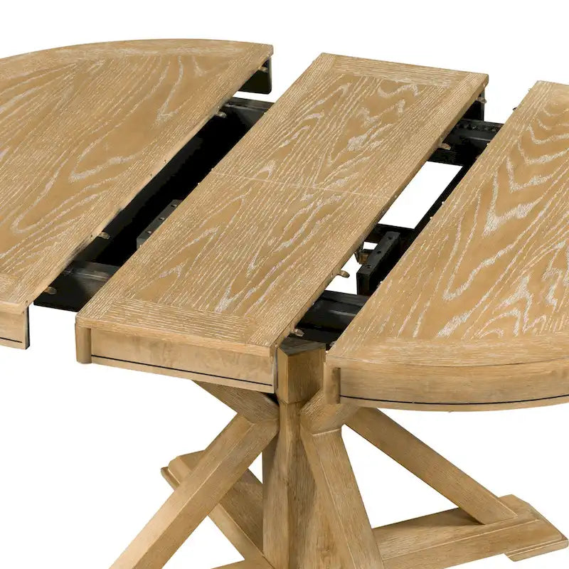 Set da Pranzo Retro da 5 Pezzi con Tavolo Rotondo Allungabile e 4 Sedie