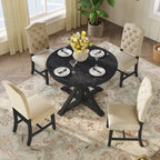 Set da Pranzo Retro da 5 Pezzi con Tavolo Rotondo Allungabile e 4 Sedie