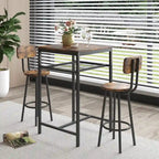Set da pranzo moderno di 3 pezzi con tavolo quadrato, divisorio e 2 sgabelli da bar