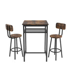 Set da pranzo moderno di 3 pezzi con tavolo quadrato, divisorio e 2 sgabelli da bar
