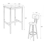Set da pranzo moderno di 3 pezzi con tavolo quadrato, divisorio e 2 sgabelli da bar