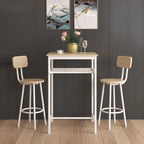 Set da pranzo moderno di 3 pezzi con tavolo quadrato, divisorio e 2 sgabelli da bar