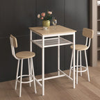 Set da pranzo moderno di 3 pezzi con tavolo quadrato, divisorio e 2 sgabelli da bar