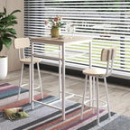 Set da pranzo moderno di 3 pezzi con tavolo quadrato, divisorio e 2 sgabelli da bar