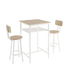 Set da pranzo moderno di 3 pezzi con tavolo quadrato, divisorio e 2 sgabelli da bar