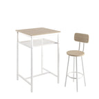 Set da pranzo moderno di 3 pezzi con tavolo quadrato, divisorio e 2 sgabelli da bar